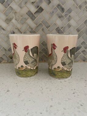 Target Rooster Chicken BP Free Pair Of Cups Country Kitchen Farm
